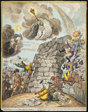 Overthrow of the Republican Babel, published by Hannah Humphrey in 1809 (hand-coloured etching)