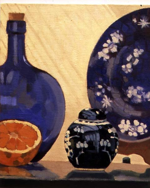 Three Colours Blue (oil on canvas)
