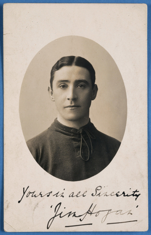 Jim Hogan, Bolton Wanderers FC player, 1908 (litho) (see also 315158)