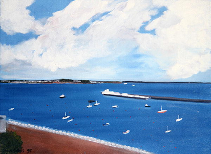 Brixham Harbour, Devon, 1995 (oil on canvas)