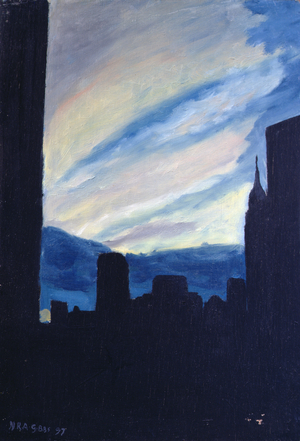 New York Sunset, 1997 (oil on board)