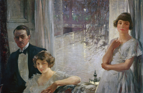 'Chez Nous', the artist and his wife Phyllis Eda Hourston and model Poppy Low, 1925, (oil on canvas)