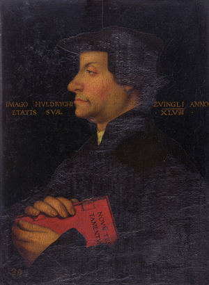 Portrait of Huldrych Zwingli (1484-1531) (panel)