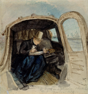 William Dyce (1806-64) in a Gondola Sketching in Venice, 1832 (w/c on paper)