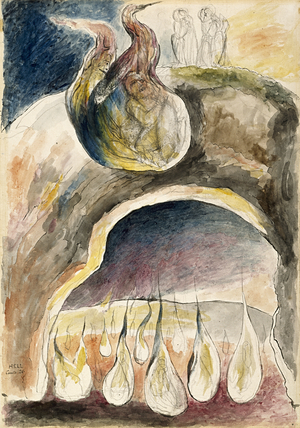 Ulysses and Diomed Swathed in the Same Flame, 1824 (w/c over pencil on paper)
