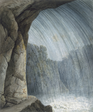 Under the cascade (w/c & chalk on paper)