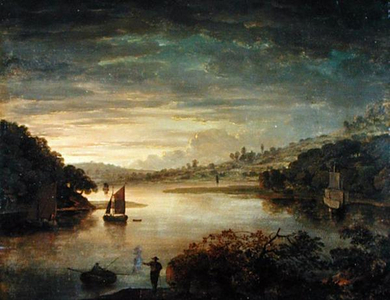 A View on the River Neath in Glamorganshire (oil on board)