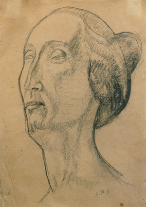 Edith Sitwell, 1918 (black chalk on paper)
