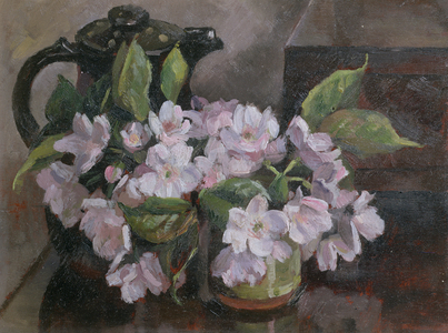 Blossom with Coffee Pot (oil on board)