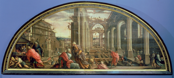 Rebuilding of the Temple by King Joash, 1602 (oil on panel)