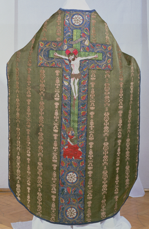 Green Chasuble with Mary Magdalene at the foot of the Cross, 1482 (velvet, linen, satin and embroidery)