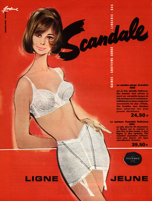 Advertising for lingerie of the brand ' Scandale', 1964