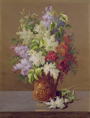 Vase of Lilacs (gouache on paper)