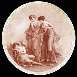 Graces Awakening Cupid, engraved by William Wynne Ryland (1732-83) 1776 (red stipple engraving)