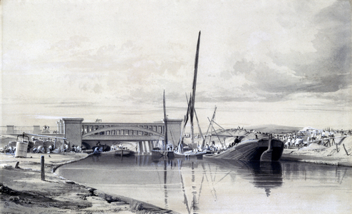 Bridge over the Regents Canal, April 1837 (pen & ink and wash on paper)