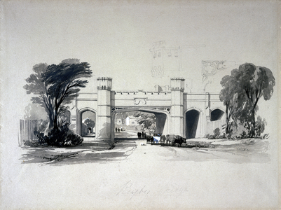 Rugby railway bridges as seen from the road, Warwickshire, April 1839 (pen & ink and wash on paper)