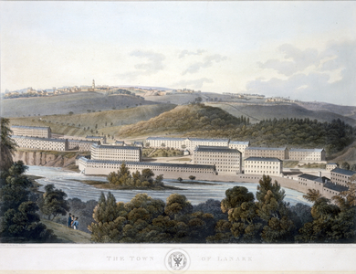 The Town of Lanark, from 'View of Scotland', 1824-25 (coloured aquatint)