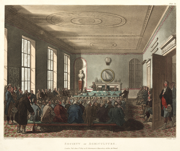 Society of Agriculture, from 'Ackermann's Microcosm of London', engraved by Joseph Constantine Stadler (fl.1780-1812) 1809 (hand coloured aquatint)