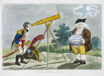 Lunar Speculations, 1803 (coloured engraving)