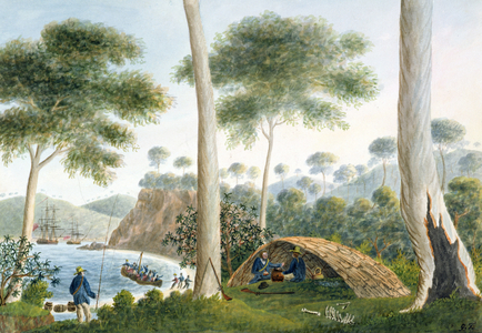 Native Hut (or Wigwam) of Adventure Bay, Van Dieman's Land, 1792 (w/c)