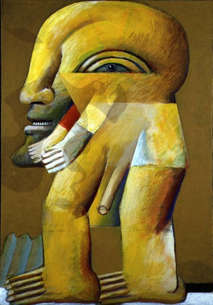 Old Yellow Figure, 1972 (aquatec on canvas)
