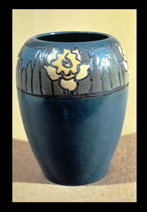 Vase with flower motif, c.1910 (painted and glazed ceramic)