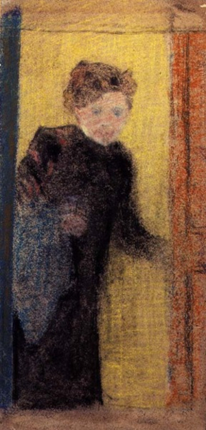 Woman at the Door (pastel on paper)