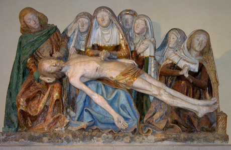 The Entombment, 1490 (painted stone) (detail)