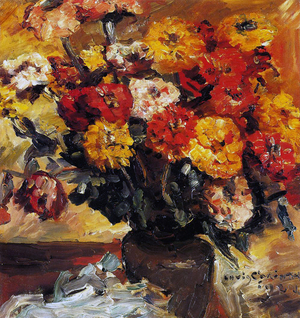Zinnias in a Vase, 1924 (oil on canvas)