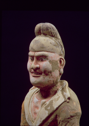 Man Travelling Along the Silk Route,detail of the bust, Chinese, Tang Dynasty (618-906) (terracotta) (see also 115293)