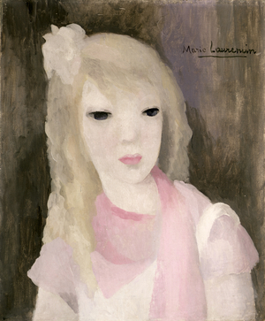 The Pink Scarf (oil on canvas)