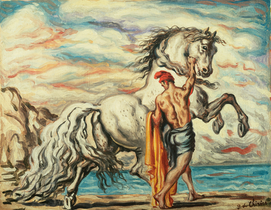 A Man and Horse, c.1935 (oil on canvas)