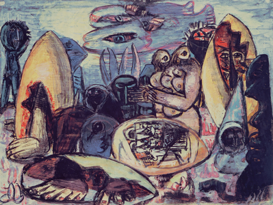 Fantastical landscape, 1946-48 (gouache on paper)