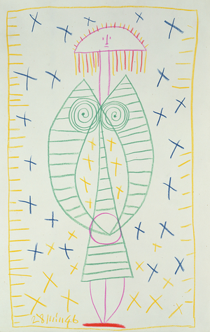 Standing Female Nude II, 1946 (coloured pencil on paper)
