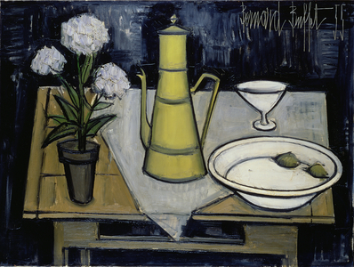 Still Life with Black Background, 1955 (oil on canvas)