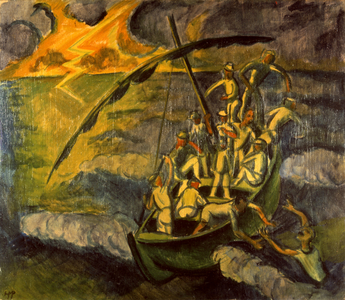 Fishermen in a Storm, c.1914 (oil on canvas)