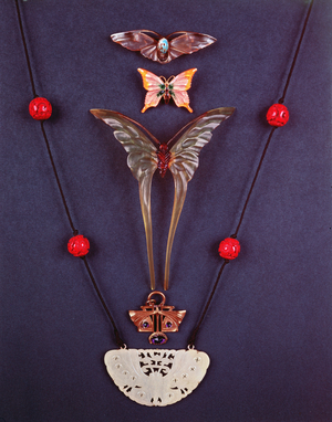 Art Deco brooches and pendant in the form of butterflies
