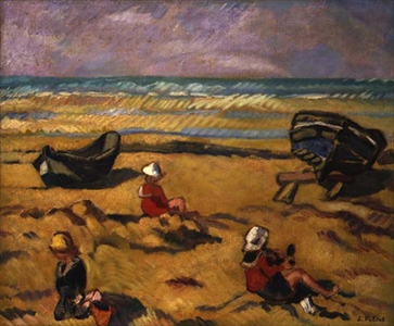 On the Beach, 1913-17 (oil on canvas)