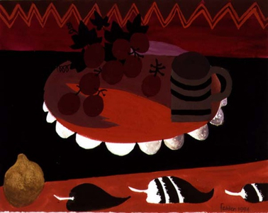 Red Still Life with Grapes, 1994 (w/c on paper)