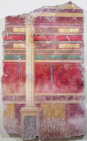 Untitled (Red with Column) 1977 (acrylic & plaster on canvas)