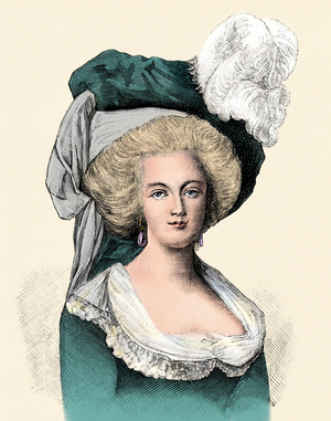 Portrait of Marie Antoinette (1755-1793), Queen of France. Lithograph from 19th century illustration.