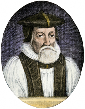 Portrait of Thomas Morton (1564-1659), eveque of Durham in England. Colour engraving by William Faithorne.