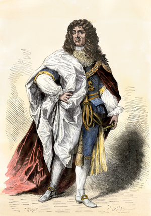 Portrait of Charles II (1630-1685), King of England. 19th century colour engraving
