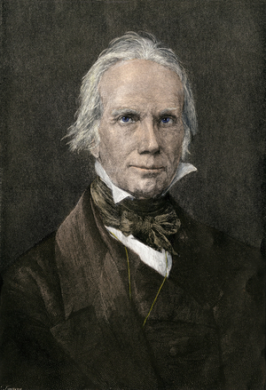 Portrait of Henry Clay (1777-1852), American politician. 19th century colour engraving.