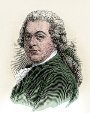John Adams (1735-1826), first Vice President of the U.S. Digitally colored woodcut of a 19th-century illustration