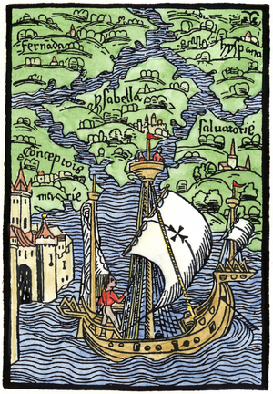 Isabella, Spanish colonial settlement founded by Christopher Columbus in Hispaniola, 1493. Engraving. Isabella, the Spanish colonial settlement founded by Columbus on Hispaniola, 1493.