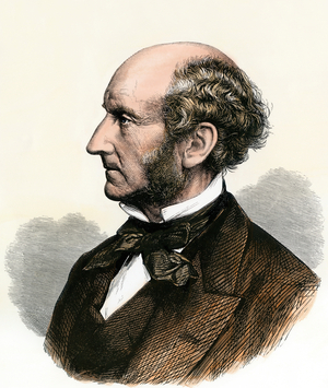 Portrait of John Stuart Mill (1806-1873), British philosopher and economist. Lithograph from 19th century illustration.