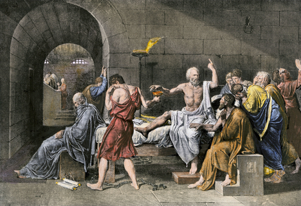 Civilization of Antiquity: Suicide of Socrates, philosopher of ancient Greece (5th century BC) condemns to drink the cigue after being accused of impiete and corruption of youth.