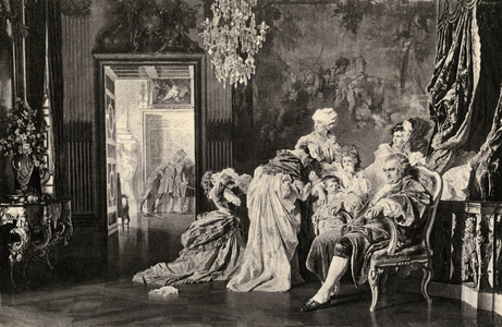 Louis XVI and his family at Versailles, awaiting the mob, French Revolution.