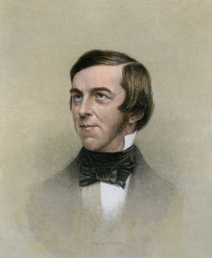 American author Oliver Wendell Holmes (1809-1894). Hand-colored engraving of a 19th-century portrait